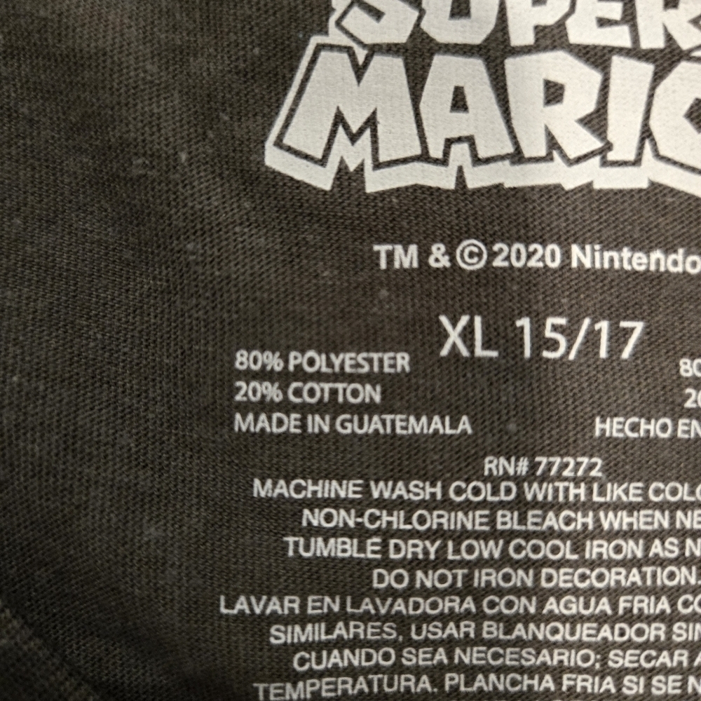 Super Mario Brothers Gray Junior  Shortsleeve Tshirt Size XL 15/17 - Picture 6 of 10